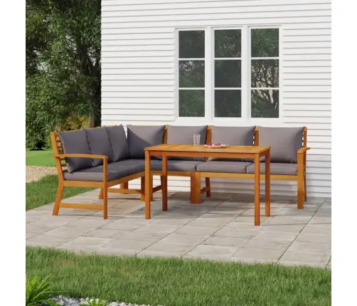 5-Daļīgs Dārza Mēbeļu Komplekts, Matrači, Akācijas Masīvkoks Vidaxl