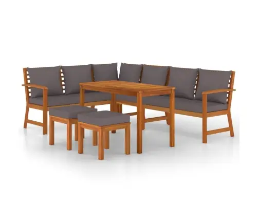 7-Daļīgs Dārza Mēbeļu Komplekts Ar Matračiem, Akācijas Koks Vidaxl