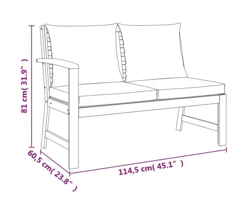 7-Daļīgs Dārza Mēbeļu Komplekts Ar Matračiem, Akācijas Koks Vidaxl