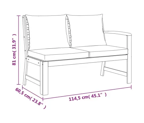 7-Daļīgs Dārza Mēbeļu Komplekts Ar Matračiem, Akācijas Koks Vidaxl