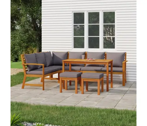 7-Daļīgs Dārza Mēbeļu Komplekts Ar Matračiem, Akācijas Koks Vidaxl