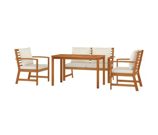 4-Daļīgs Dārza Mēbeļu Komplekts Ar Matračiem, Akācijas Koks Vidaxl