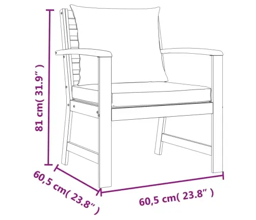 4-Daļīgs Dārza Mēbeļu Komplekts Ar Matračiem, Akācijas Koks Vidaxl
