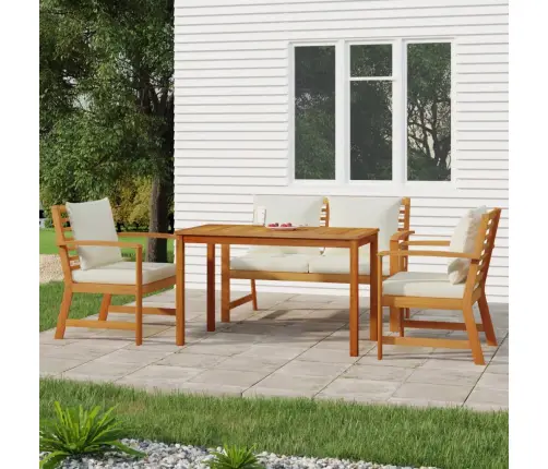 4-Daļīgs Dārza Mēbeļu Komplekts Ar Matračiem, Akācijas Koks Vidaxl