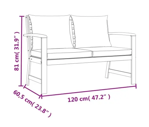 4-Daļīgs Dārza Mēbeļu Komplekts Ar Matračiem, Akācijas Koks Vidaxl