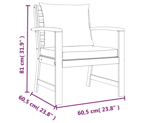 4-Daļīgs Dārza Mēbeļu Komplekts Ar Matračiem, Akācijas Koks Vidaxl