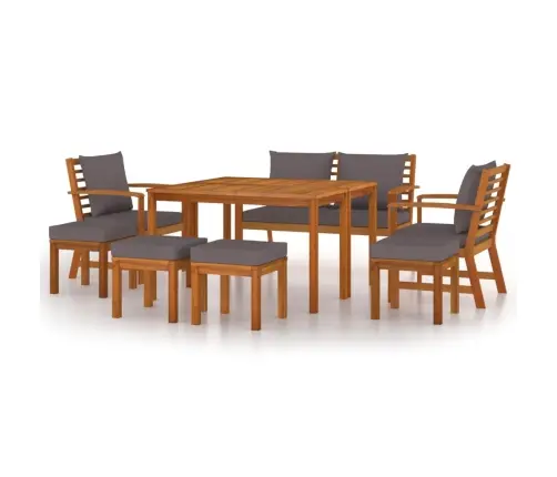 9-Osaline Aiamööbli Komplekt Patjadega, Akaatsiapuit