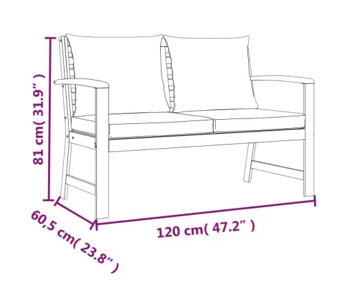 9-Osaline Aiamööbli Komplekt Patjadega, Akaatsiapuit