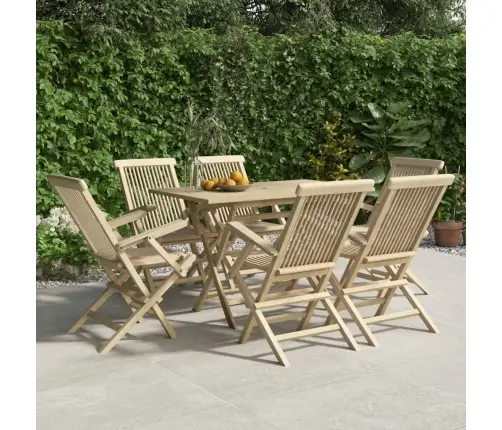 7-Daļīgs Dārza Ēdamgalda Komplekts, Masīvs Tīkkoks Vidaxl