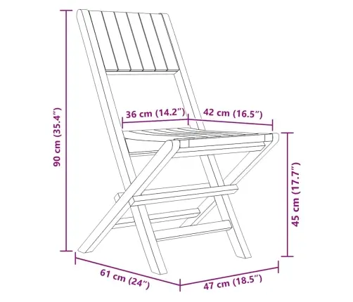 Kokkupandavad Aiatoolid 4 Tk, 47 X 61 X 90 cm Tiikpuu