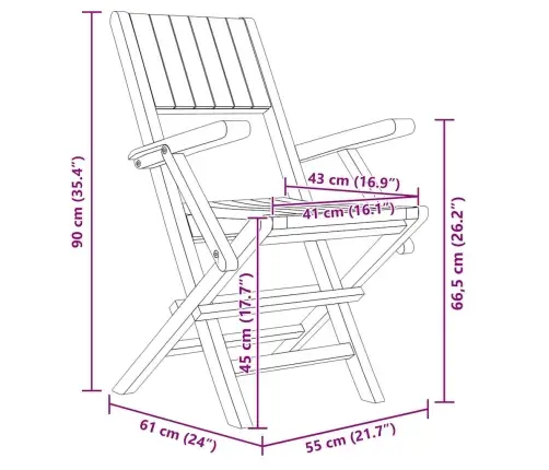 Saliekami Dārza Krēsli, 8 Gab., 55X61X90 Cm, Masīvs Tīkkoks Vidaxl