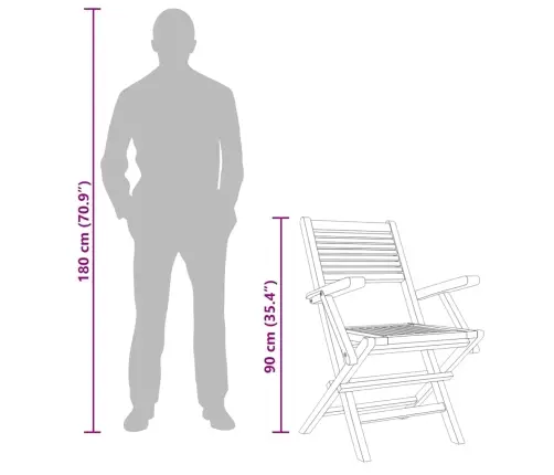 Sulankstomos Sodo Kėdės, 6Vnt., 55X62X90cm Tikmedžio Masyvas