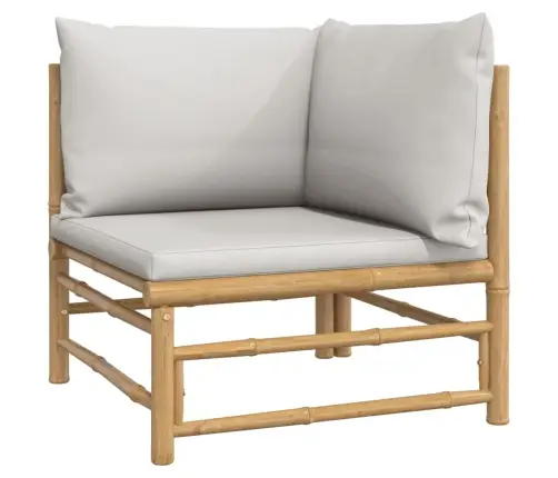 4-Daļīgs Dārza Dīvānu Komplekts Ar Pelēkiem Matračiem, Bambuss Vidaxl