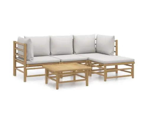 Sodo Komplektas Su Pilkomis Pagalvėlėmis, 5 Dalių, Bambukas