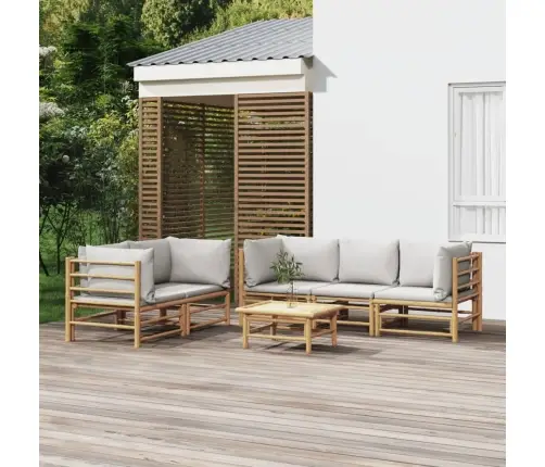 Sodo Komplektas Su Pilkomis Pagalvėlėmis, 6 Dalių, Bambukas