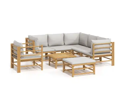 Sodo Komplektas Su Pilkomis Pagalvėlėmis, 8 Dalių, Bambukas