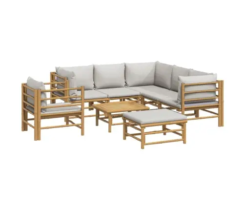 Sodo Komplektas Su Pilkomis Pagalvėlėmis, 8 Dalių, Bambukas