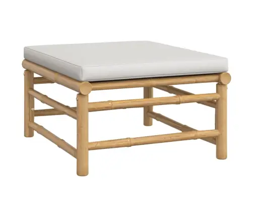 12-Osaline Aiamööbli Komplekt Helehallide Patjadega, Bambus