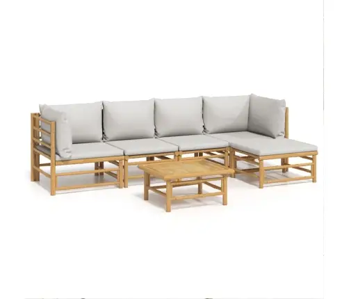 6-Daļīgs Dārza Dīvānu Komplekts Ar Pelēkiem Matračiem, Bambuss Vidaxl 6-Daļīgs Dārza Dīvānu Komplekts Ar Pelēkiem Matračiem, Bambuss Vidaxl