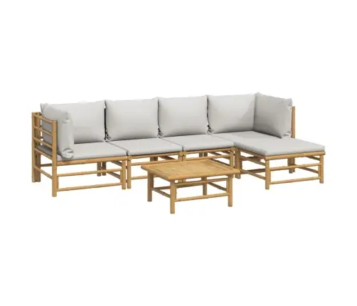 6-Daļīgs Dārza Dīvānu Komplekts Ar Pelēkiem Matračiem, Bambuss Vidaxl 6-Daļīgs Dārza Dīvānu Komplekts Ar Pelēkiem Matračiem, Bambuss Vidaxl