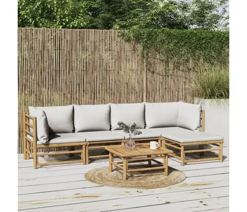 6-Daļīgs Dārza Dīvānu Komplekts Ar Pelēkiem Matračiem, Bambuss Vidaxl 6-Daļīgs Dārza Dīvānu Komplekts Ar Pelēkiem Matračiem, Bambuss Vidaxl