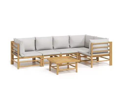 Sodo Komplektas Su Pilkomis Pagalvėlėmis, 6 Dalių, Bambukas