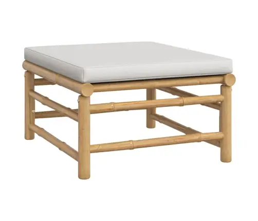 3-Osaline Aiamööbli Komplekt Helehallide Patjadega, Bambus