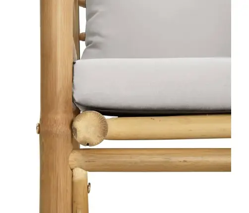 7-Daļīgs Dārza Dīvānu Komplekts Ar Pelēkiem Matračiem, Bambuss Vidaxl