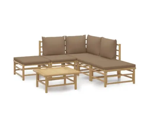 6-Daļīgs Dārza Atpūtas Mēbeļu Komplekts Ar Matračiem, Bambuss Vidaxl