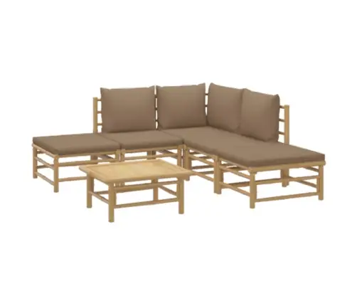 6-Daļīgs Dārza Atpūtas Mēbeļu Komplekts Ar Matračiem, Bambuss Vidaxl