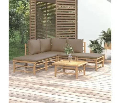 6-Daļīgs Dārza Atpūtas Mēbeļu Komplekts Ar Matračiem, Bambuss Vidaxl