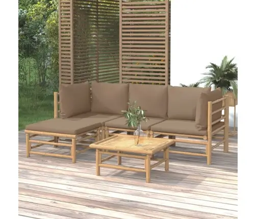 Sodo Komplektas Su Taupe Pagalvėlėmis, 5 Dalių, Bambukas