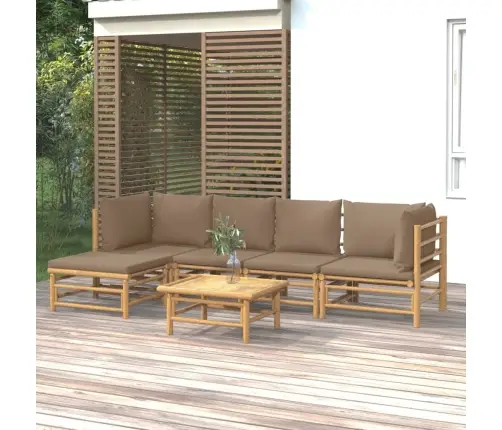 Sodo Komplektas Su Taupe Pagalvėlėmis, 6 Dalių, Bambukas