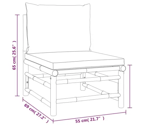 7-Daļīgs Dārza Atpūtas Mēbeļu Komplekts Ar Matračiem, Bambuss Vidaxl