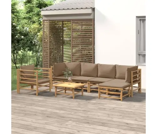 7-Daļīgs Dārza Atpūtas Mēbeļu Komplekts Ar Matračiem, Bambuss Vidaxl