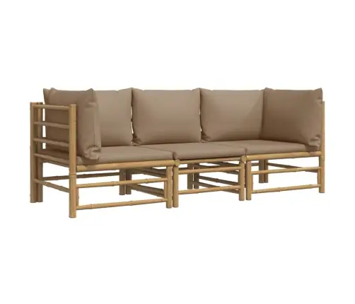 3-Daļīgs Dārza Atpūtas Mēbeļu Komplekts Ar Matračiem, Bambuss Vidaxl