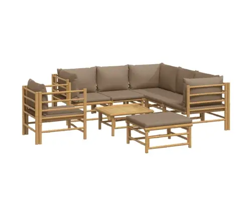 8-Daļīgs Dārza Atpūtas Mēbeļu Komplekts Ar Matračiem, Bambuss Vidaxl