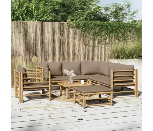 8-Daļīgs Dārza Atpūtas Mēbeļu Komplekts Ar Matračiem, Bambuss Vidaxl