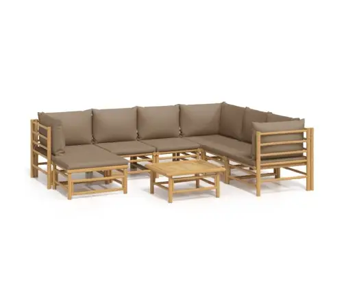 8-Daļīgs Dārza Atpūtas Mēbeļu Komplekts Ar Matračiem, Bambuss Vidaxl