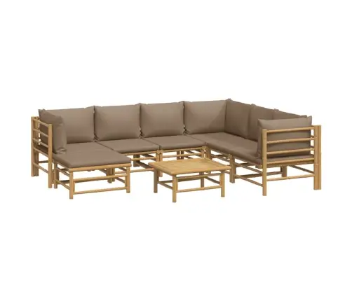 8-Daļīgs Dārza Atpūtas Mēbeļu Komplekts Ar Matračiem, Bambuss Vidaxl