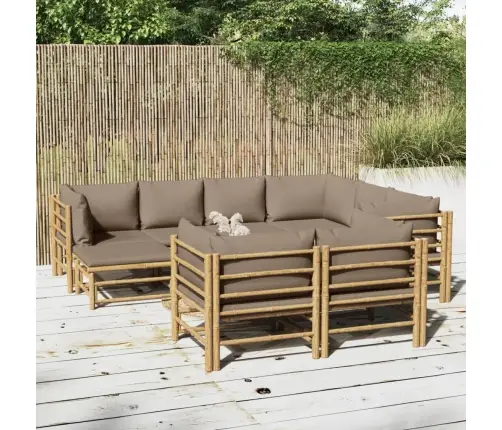 10-Daļīgs Dārza Atpūtas Mēbeļu Komplekts Ar Matračiem, Bambuss Vidaxl