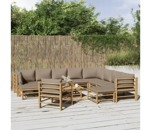 12-Daļīgs Dārza Atpūtas Mēbeļu Komplekts Ar Matračiem, Bambuss Vidaxl