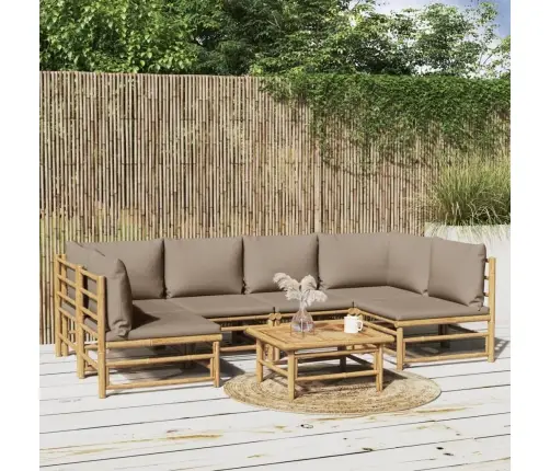 Sodo Komplektas Su Taupe Pagalvėlėmis, 7 Dalių, Bambukas