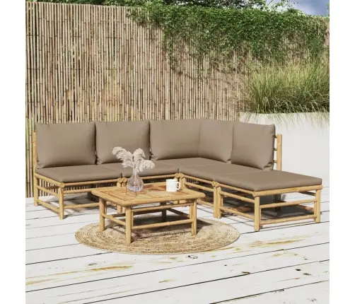 6-Daļīgs Dārza Atpūtas Mēbeļu Komplekts Ar Matračiem, Bambuss Vidaxl
