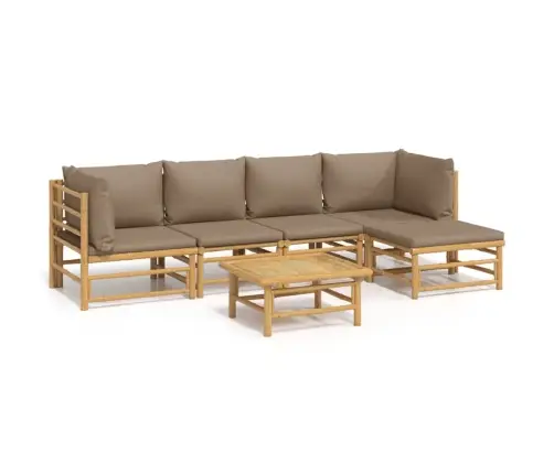 Sodo Komplektas Su Taupe Pagalvėlėmis, 6 Dalių, Bambukas