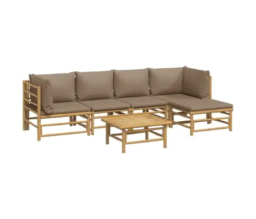 Sodo Komplektas Su Taupe Pagalvėlėmis, 6 Dalių, Bambukas