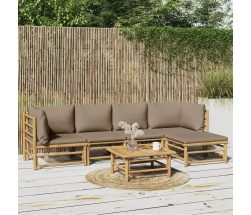 Sodo Komplektas Su Taupe Pagalvėlėmis, 6 Dalių, Bambukas