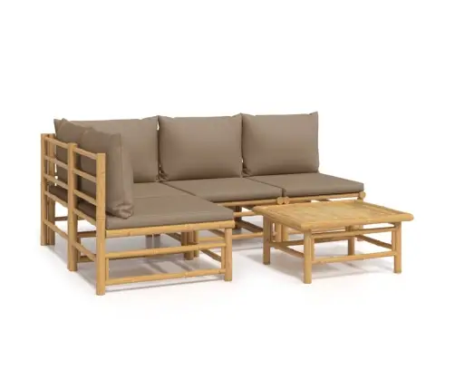 5-Daļīgs Dārza Atpūtas Mēbeļu Komplekts Ar Matračiem, Bambuss Vidaxl