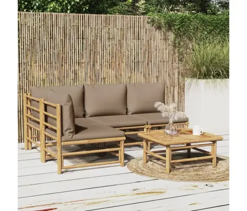 5-Daļīgs Dārza Atpūtas Mēbeļu Komplekts Ar Matračiem, Bambuss Vidaxl