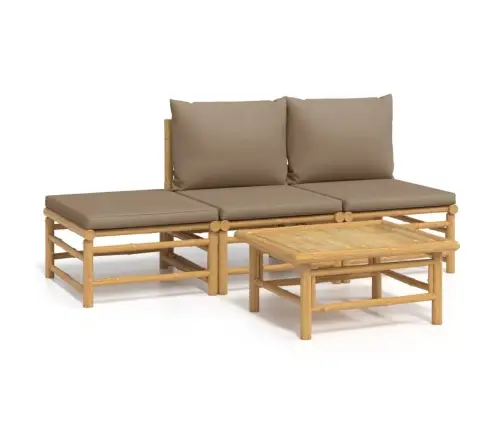 Sodo Komplektas Su Taupe Pagalvėlėmis, 4 Dalių, Bambukas